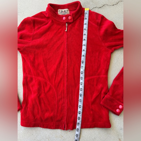 Vintage Juicy Couture red velour full-zip jacket Women Size medium - Picture 6 of 7